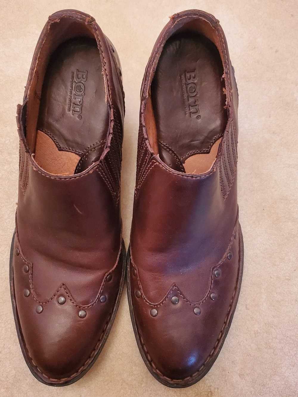 Women's Brown Leather Western-Style Ankle Boots - Picture 2 of 9